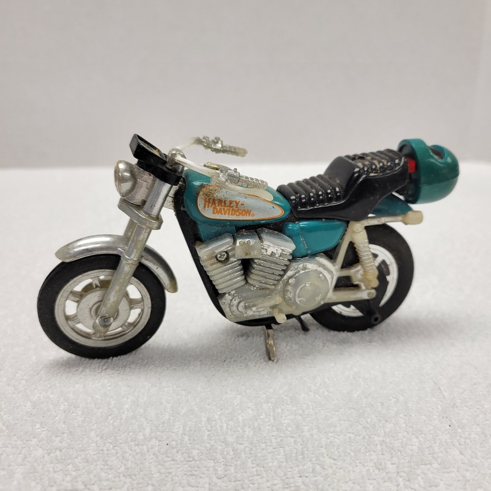 Matchbox Harley-Davidson Motorcycle 1981 blue helment pull string